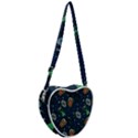 Monster Alien Pattern Seamless Background Heart Shoulder Bag View2