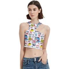 Monster Cool Seamless Pattern Cut Out Top