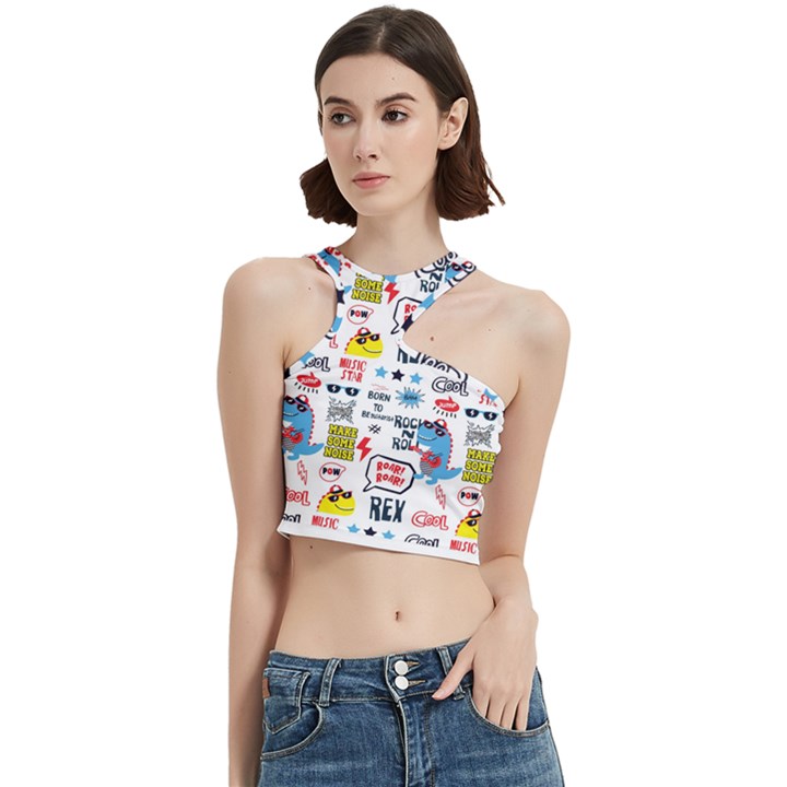 Monster Cool Seamless Pattern Cut Out Top