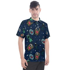 Monster Alien Pattern Seamless Background Men s Polo T-shirt by Hannah976