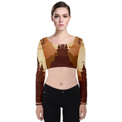 Beautiful Castle Velvet Long Sleeve Crop Top by Hannah976