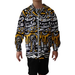 Crazy Abstract Doodle Social Doodle Drawing Style Kids  Hooded Windbreaker by Hannah976