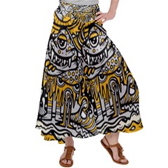 Crazy Abstract Doodle Social Doodle Drawing Style Women s Satin Palazzo Pants by Hannah976