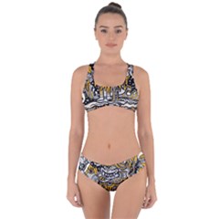 Crazy Abstract Doodle Social Doodle Drawing Style Criss Cross Bikini Set by Hannah976