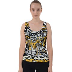 Crazy Abstract Doodle Social Doodle Drawing Style Velvet Tank Top by Hannah976