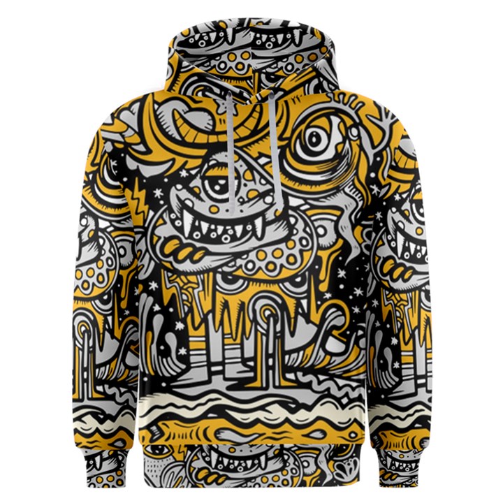 Crazy Abstract Doodle Social Doodle Drawing Style Men s Overhead Hoodie