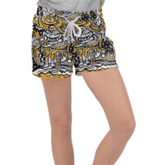 Crazy Abstract Doodle Social Doodle Drawing Style Women s Velour Lounge Shorts by Hannah976