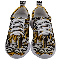 Crazy Abstract Doodle Social Doodle Drawing Style Kids Athletic Shoes by Hannah976