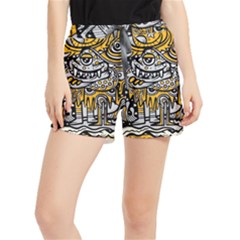 Crazy Abstract Doodle Social Doodle Drawing Style Women s Runner Shorts by Hannah976