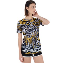 Crazy Abstract Doodle Social Doodle Drawing Style Perpetual Short Sleeve T-shirt by Hannah976