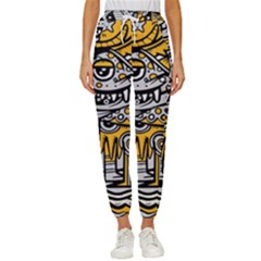 Crazy Abstract Doodle Social Doodle Drawing Style Women s Cropped Drawstring Pants by Hannah976