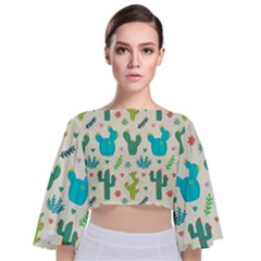 Outer Space Seamless Background Tie Back Butterfly Sleeve Chiffon Top by Hannah976