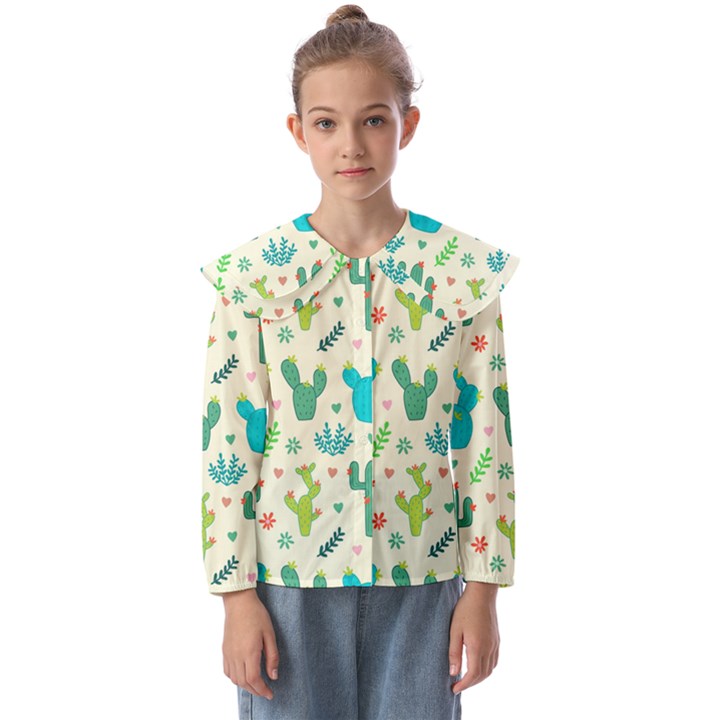 Outer Space Seamless Background Kids  Peter Pan Collar Blouse