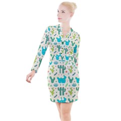 Space Patterns Button Long Sleeve Dress by Hannah976