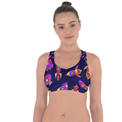 Space Patterns Cross String Back Sports Bra by Hannah976