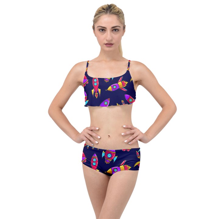 Space Patterns Layered Top Bikini Set