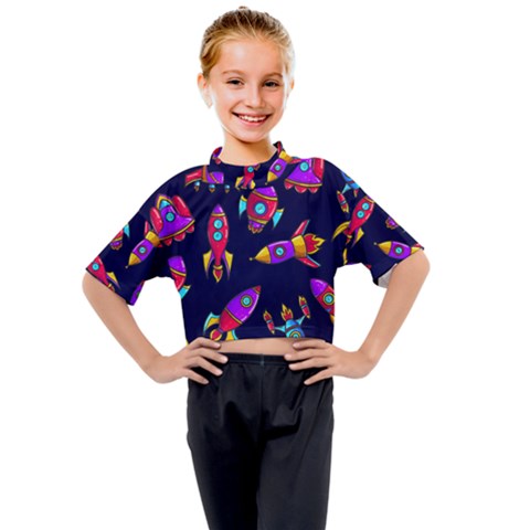 Space Patterns Kids Mock Neck T-shirt by Hannah976