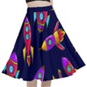 Space Patterns A-Line Full Circle Midi Skirt With Pocket View1