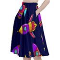 Space Patterns A-Line Full Circle Midi Skirt With Pocket View2