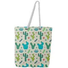 Cactus Succulents Floral Seamless Pattern Full Print Rope Handle Tote (large) by Hannah976