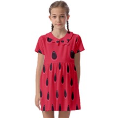 Seamless Watermelon Surface Texture Kids  Asymmetric Collar Dress