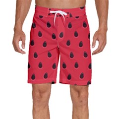 Seamless Watermelon Surface Texture Men s Beach Shorts by Hannah976