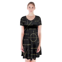 Abstract Math Pattern Short Sleeve V-neck Flare Dress by Hannah976