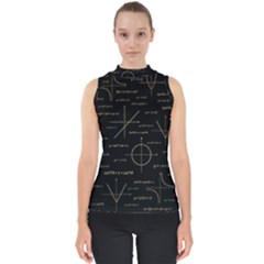 Abstract Math Pattern Mock Neck Shell Top by Hannah976