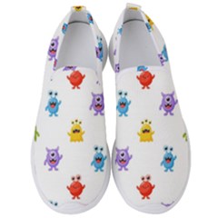 Seamless Pattern Cute Funny Monster Cartoon Isolated White Background Men s Slip On Sneakers by Hannah976