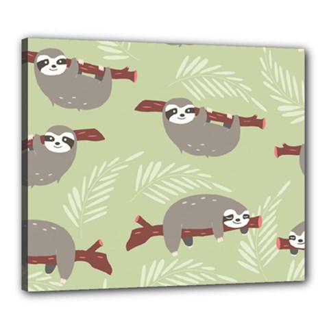 Sloths Pattern Design Canvas 24  X 20  (stretched) by Hannah976