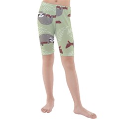 Sloths Pattern Design Kids  Mid Length Swim Shorts by Hannah976