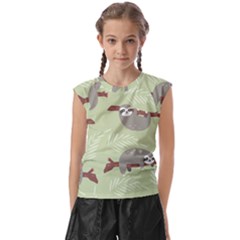 Sloths Pattern Design Kids  Raglan Cap Sleeve T-shirt by Hannah976