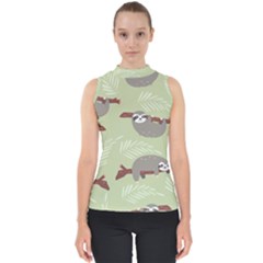 Sloths Pattern Design Mock Neck Shell Top by Hannah976