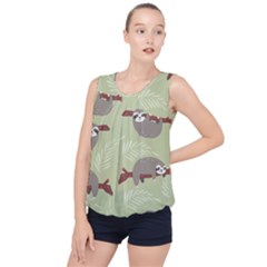 Sloths Pattern Design Bubble Hem Chiffon Tank Top by Hannah976