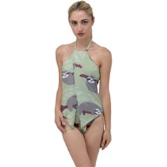 Sloths Pattern Design Go With The Flow One Piece Swimsuit by Hannah976