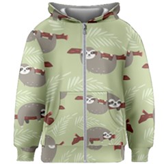 Sloths Pattern Design Kids  Zipper Hoodie Without Drawstring by Hannah976