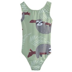 Sloths Pattern Design Kids  Cut-out Back One Piece Swimsuit by Hannah976