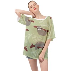 Sloths Pattern Design Oversized Chiffon Top by Hannah976