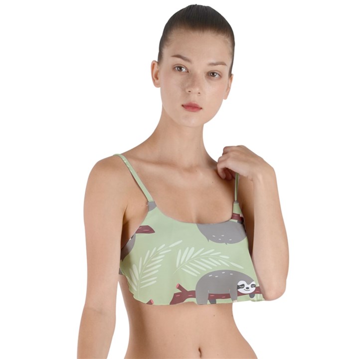 Sloths Pattern Design Layered Top Bikini Top 