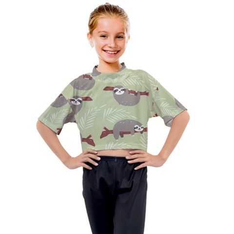 Sloths Pattern Design Kids Mock Neck T-shirt by Hannah976