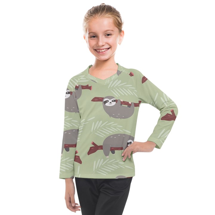 Sloths Pattern Design Kids  Long Mesh T-Shirt