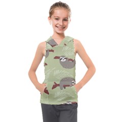 Sloths Pattern Design Kids  Sleeveless Hoodie by Hannah976