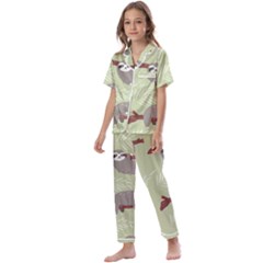 Sloths Pattern Design Kids  Satin Short Sleeve Pajamas Set by Hannah976