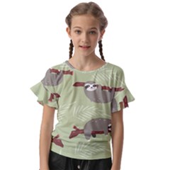 Sloths Pattern Design Kids  Cut Out Flutter Sleeves by Hannah976