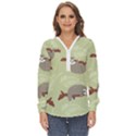 Sloths Pattern Design Zip Up Long Sleeve Blouse View1