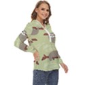 Sloths Pattern Design Zip Up Long Sleeve Blouse View3