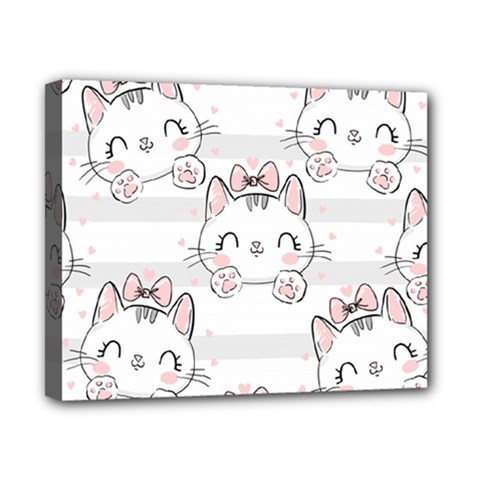 Cat With Bow Pattern Canvas 10  X 8  (stretched) by Hannah976