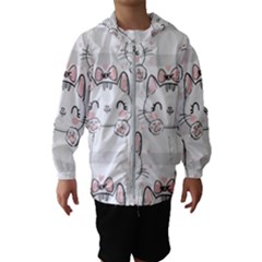 Cat With Bow Pattern Kids  Hooded Windbreaker by Hannah976