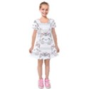 Cat With Bow Pattern Kids  Short Sleeve Velvet Dress View1