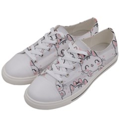 Cat With Bow Pattern Men s Low Top Canvas Sneakers by Hannah976